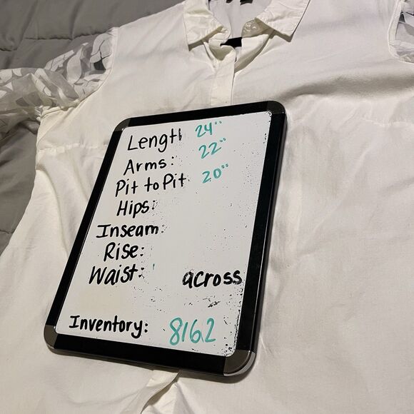 Boston Proper White Button Up Sheer Floral Long Balloon Sleeve Top Womens Size S - Picture 12 of 12